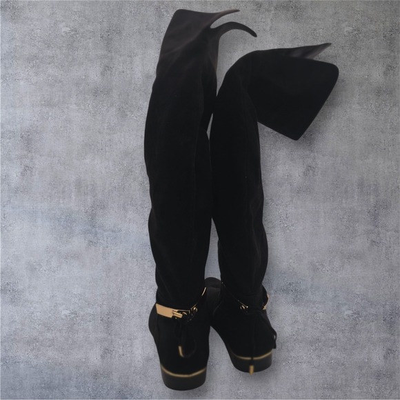 Stylish Black Over the Knee Boots - Picture 3 of 14